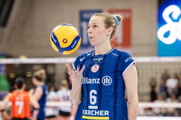 Antonia Stautz Allianz MTV Stuttgart, 06 with match ball GER, Allianz MTV Stuttgart USC Muenster, Volleyball Bundesliga, VBL, season 2025 2026, 07 03 2026 GER, Allianz MTV Stuttgart USC Muenster, Volleyball Bundesliga, VBL, season 2025 2026, 07 03 2026 Stuttgart Copyright: xSandyxDinkelackerx EP_SDR