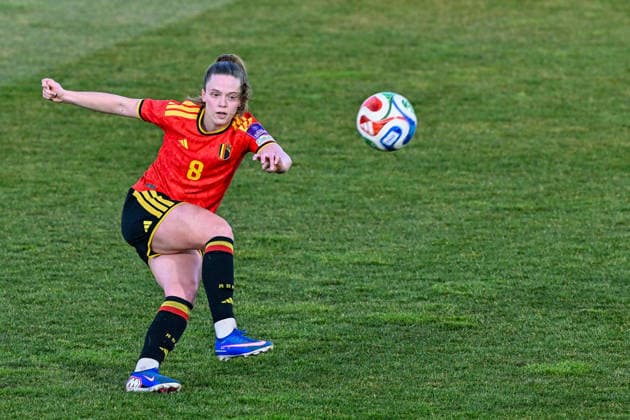 SOCCER WOMEN UEFA QUALIFIERS B4 MD2 BELGIUM VS ISRAEL Valesca Ampoorter (8) of Belgium pictured during a women football game between the national teams of Belgium, called the Red Flames, and Israel on the second match day in League B Group B4 in the league stage of the 2026-27 UEFA Women s European Qualifiers competition , on Saturday 7 March 2026 in Budapest , Hungary . PHOTO SPORTPIX Stijn Audooren Budapest BSC Stadium - Budaors Hungary  Copyright: xSportpix.bex xStijnxAudoorenxStijnxAudoorenx