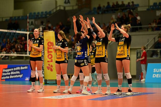 Volleyball I Women I Season 2025 2026 I Bundesliga I Main Round I ETV Hamburger Volksbank Volleys VfB 91 Suhl I 07 03 2026 Run-in VfB Suhl LOTTO Thüringen Women Hamburg CU Arena Hamburg Germany Copyright: xLobeca FelixxSchlikisx