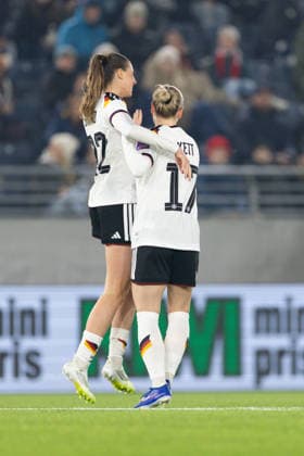 STAVANGER, NORWAY - MARCH 07: Players of Germany celebrates after scoring during the FIFA Womens World Cup 2027 Qualifier match between Norway and Germany at Lyse Arena on March 07, 2026 in Stavanger, Norway. (Photo by Ane Frosaker Sports Press Photo) Copyright: xAnexFrosakerx xSPPx Sportspressphoto_SPR104168