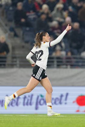 STAVANGER, NORWAY - MARCH 07: Jule Brand of Germany celebrates after scoring during the FIFA Womens World Cup 2027 Qualifier match between Norway and Germany at Lyse Arena on March 07, 2026 in Stavanger, Norway. (Photo by Ane Frosaker Sports Press Photo) Copyright: xAnexFrosakerx xSPPx Sportspressphoto_SPR104169