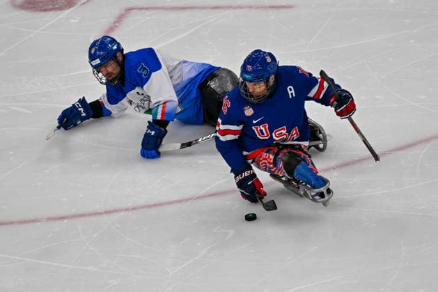 United States Of America s Farmer Declan (USA) in action during Paralympic Winter games, Winterspiele,Spiele, Summer games MILANO-CORTINA 2026 - Para Ice hockey, Eishockey - Italy vs USA, Olympic Winter Games Milano-Cortina 2026 in Milano, Italy, March 07 2026  Copyright: xAlessioxMarini IPAxSportx xipa-agency.netx xx IPA_72528665 IPA_Agency_IPA72528665