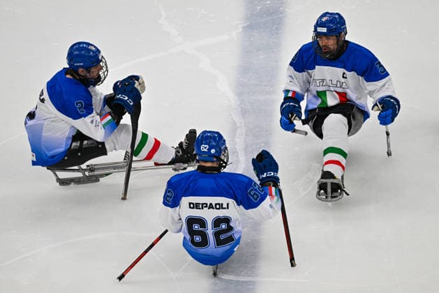 Italy Team player during Paralympic Winter games, Winterspiele,Spiele, Summer games MILANO-CORTINA 2026 - Para Ice hockey, Eishockey - Italy vs USA, Olympic Winter Games Milano-Cortina 2026 in Milano, Italy, March 07 2026  Copyright: xAlessioxMarini IPAxSportx xipa-agency.netx xx IPA_72528596 IPA_Agency_IPA72528596