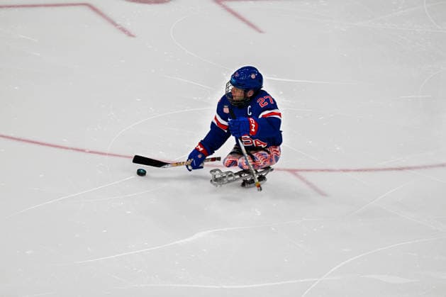 United States Of America s Pauls Josh (USA) in action during Paralympic Winter games, Winterspiele,Spiele, Summer games MILANO-CORTINA 2026 - Para Ice hockey, Eishockey - Italy vs USA, Olympic Winter Games Milano-Cortina 2026 in Milano, Italy, March 07 2026  Copyright: xAlessioxMarini IPAxSportx xipa-agency.netx xx IPA_72528621 IPA_Agency_IPA72528621