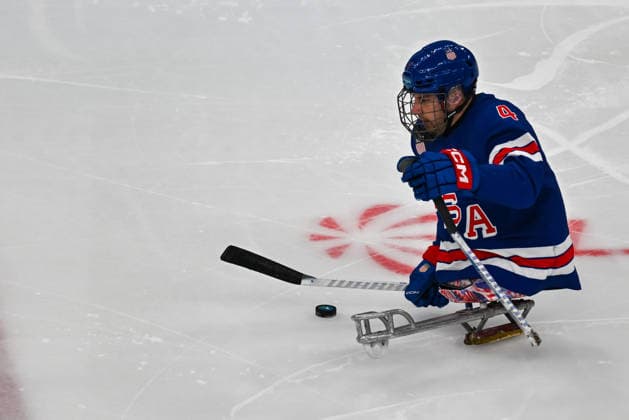 United States Of America s Roybal Brody (USA) in action during Paralympic Winter games, Winterspiele,Spiele, Summer games MILANO-CORTINA 2026 - Para Ice hockey, Eishockey - Italy vs USA, Olympic Winter Games Milano-Cortina 2026 in Milano, Italy, March 07 2026  Copyright: xAlessioxMarini IPAxSportx xipa-agency.netx xx IPA_72528646 IPA_Agency_IPA72528646