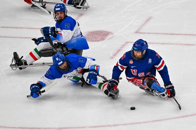 United States Of America s Farmer Declan (USA) in action during Paralympic Winter games, Winterspiele,Spiele, Summer games MILANO-CORTINA 2026 - Para Ice hockey, Eishockey - Italy vs USA, Olympic Winter Games Milano-Cortina 2026 in Milano, Italy, March 07 2026  Copyright: xAlessioxMarini IPAxSportx xipa-agency.netx xx IPA_72528661 IPA_Agency_IPA72528661