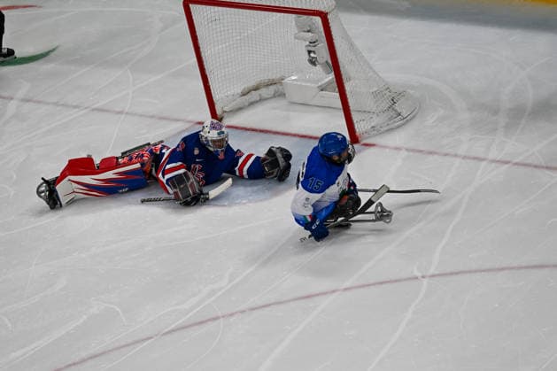 Italy s Landeros Nikko in action during Paralympic Winter games, Winterspiele,Spiele, Summer games MILANO-CORTINA 2026 - Para Ice hockey, Eishockey - Italy vs USA, Olympic Winter Games Milano-Cortina 2026 in Milano, Italy, March 07 2026  Copyright: xAlessioxMarini IPAxSportx xipa-agency.netx xx IPA_72528715 IPA_Agency_IPA72528715