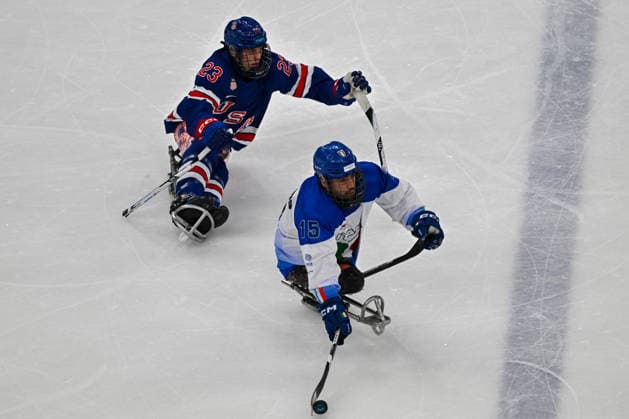 Italy s Landeros Nikko in action during Paralympic Winter games, Winterspiele,Spiele, Summer games MILANO-CORTINA 2026 - Para Ice hockey, Eishockey - Italy vs USA, Olympic Winter Games Milano-Cortina 2026 in Milano, Italy, March 07 2026  Copyright: xAlessioxMarini IPAxSportx xipa-agency.netx xx IPA_72528739 IPA_Agency_IPA72528739