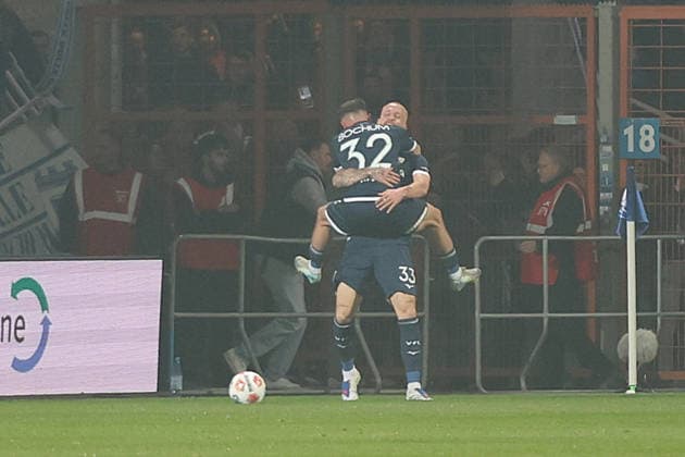 07 03 2026, xrekx, Fußball 2 Bundesliga, VfL Bochum 1 FC Kaiserslautern v l Torjubel nach dem Tor zum celebrating the goal celebrate 1 0 durch Philipp Hofmann VfL Bochum DFL DFB REGULATIONS PROHIBIT ANY USE OF PHOTOGRAPHS as IMAGE SEQUENCES and or QUASI VIDEO Bochum