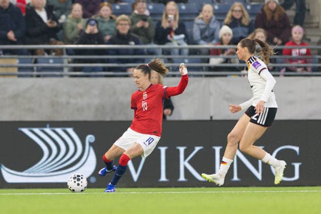 STAVANGER, NORWAY - MARCH 07: Caroline Graham Hansen of Norway shoots the ball during the FIFA Womens World Cup 2027 Qualifier match between Norway and Germany at Lyse Arena on March 07, 2026 in Stavanger, Norway. (Photo by Ane Frosaker Sports Press Photo) Copyright: xAnexFrosakerx xSPPx Sportspressphoto_SPR104264