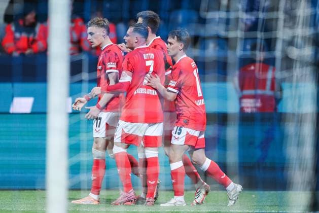 Soccer 2 Bundesliga 25 Matchday VfL Bochum 1 FC Kaiserslautern on 07 03 2026 at Vonovia Ruhrstadion in Bochum Goal celebration to 1 1 by Norman Bassette Kaiserslautern DFL regulations prohibit any use of photographs as image sequences and or quasi video xJRx