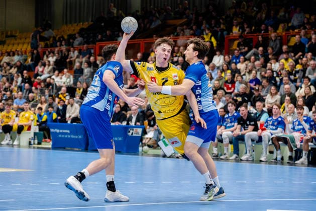Krefeld, 07 03 2026, Handball, Men, 2 Bundesliga, 23 Matchday, 2025 2026 HSG Krefeld Niederrhein TV Großwallstadt Marvin Kix HSG Krefeld Niederrhein, 7 in duel Krefeld Glockenspitzhalle NRW Germany