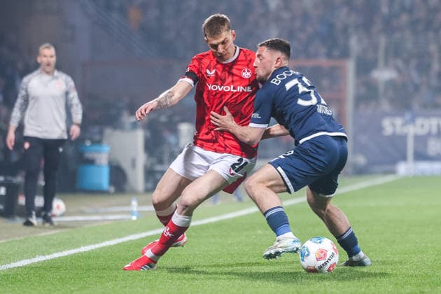 Soccer 2 Bundesliga 25 Matchday VfL Bochum 1 FC Kaiserslautern on 07 03 2026 at Vonovia Ruhrstadion in Bochum Luca Sirch Kaiserslautern , left Maximilian Wittek Bochum , right DFL regulations prohibit any use of photographs as image sequences and or quasi video xJRx