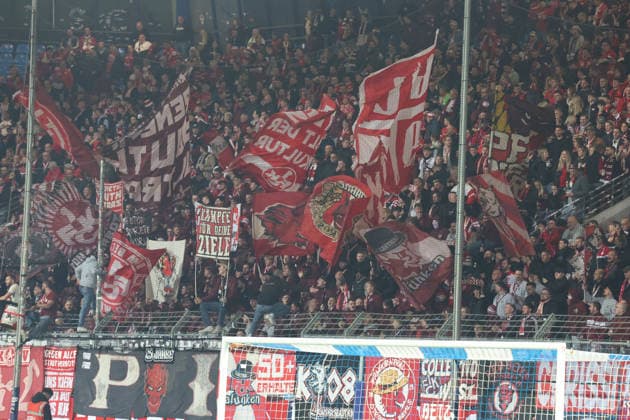 07 03 2026, xrekx, Soccer 2 Bundesliga, VfL Bochum 1 FC Kaiserslautern v l FCK Fans ,Atmosphere, Scarves, Shirt, Flag, Banner, Ultras, Spectators, Visitors, Choreo, Choreography, atmosphere, spectators, Visitors DFL DFB REGULATIONS PROHIBIT ANY USE OF PHOTOGRAPHS as IMAGE SEQUENCES and or QUASI VIDEO Bochum