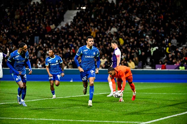 FOOTBALL : Toulouse vs OM - 25eme Journee de Ligue1 McDonald S - Toulouse - 07 03 2026 Joie but Mason Greenwood (om) Toulouse  Copyright: xThierryxBretonx