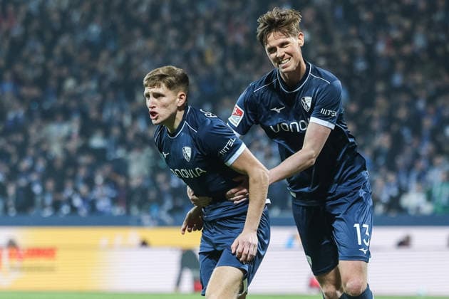 Soccer 2 Bundesliga 25 Matchday VfL Bochum 1 FC Kaiserslautern on 07 03 2026 at Vonovia Ruhrstadion in Bochum Goal celebration to 2 2 by Callum Mashall Bochum DFL regulations prohibit any use of photographs as image sequences and or quasi video xJRx