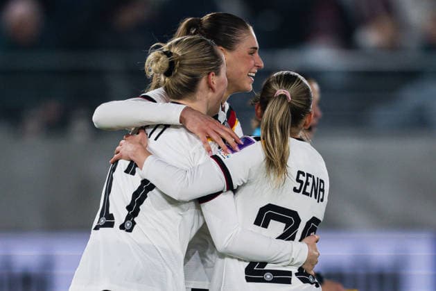 260307 Jule Brand of Germany celebrates after scoring the 0 4 goal during the FIFA Women s World Cup Qualifier football match between Norway and Germany on March 7, 2026 in Stavanger Photo Marius Simensen BILDBYRAN COP 238 MM0060 bbeng dam fifa world cup qualifier football fotball fotboll germany jubel landskamp norge norway soccer tyskland vm kval vm kvalifisering kvinner vm kvalik  Copyright: MARIUSxSIMENSEN BB260307ZE150
