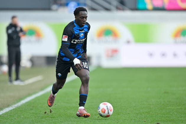 Paderborn, Home Deluxe Arena, 07 03 26, GER, Herren, 2 Bundesliga, Saison 2025 2026, SC Paderborn 07 Eintracht Braunschweig Bild Kennedy OKPALA Paderborn DFL regulations prohibit any use of photographs as image sequences and or quasi video NRW Germany