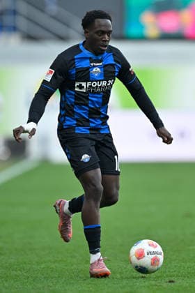 Paderborn, Home Deluxe Arena, 07 03 26, GER, Herren, 2 Bundesliga, Saison 2025 2026, SC Paderborn 07 Eintracht Braunschweig Bild Kennedy OKPALA Paderborn DFL regulations prohibit any use of photographs as image sequences and or quasi video NRW Germany