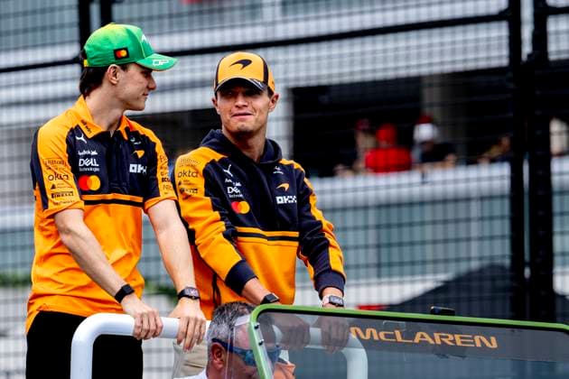 MELBOURNE Formula 1 driver Oscar Piastri of McLaren Mastercard Formula 1 Team, Formula 1 driver Lando Norris of McLaren Mastercard Formula 1 Team during the Formula 1 Melbourne race at Albert Park on March 8, 2025 in Melbourne, Australia Photo by DeFodi Images