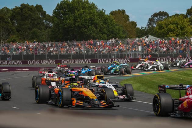 Formula 1 Qatar Airways Australian Grand Prix 2026 Maxime Le Juste OVERTAKE MAXPPP - Melbourne 08 03 2026 Race start 01 NORRIS Lando (gbr), McLaren Mastercard F1 Team, action, 41 LINDBLAD Arvid (gbr), Visa Cash App Racing Bulls Formula One Team, action at the Formula 1 Qatar Airways Australian Grand Prix 2026, the 1st round of the 2026 FIA Formula 1 World Championship, WM, Weltmeisterschaft at the Albert Park Circuit in Melbourne, Australia, from 5 to 8 March 2026 Melbourne Australia Copyright: xOVERTAKE MAXPPPxMaximexLexJustex OVT202603081777 OVT202603081777