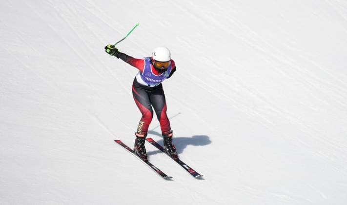 (260308) -- CORTINA D AMPEZZO, March 8, 2026 -- Zhang Mengqiu of China competes during the para alpine skiing women s downhill standing match at the Milan-Cortina 2026 Paralympic Winter games, Winterspiele,Spiele, Summer games in Cortina D ampezzo, Italy, March 7, 2026. ) (SP)ITALY-CORTINA D AMPEZZO-PARALYMPIC WINTER GAMES-PARA ALPINE SKIING-WOMEN S DOWNHILL STANDING WangxKaiyan 