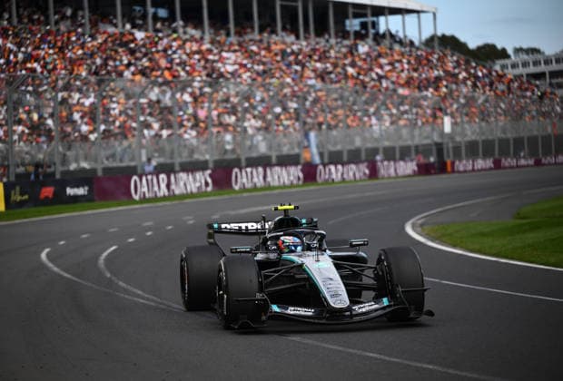 2026 AUSTRALIAN F1 GRAND PRIX, Mercedes driver George Russell during the 2026 Australian Grand Prix at Albert Park Circuit in Melbourne, Sunday, March 8, 2026. ( NO ARCHIVING, EDITORIAL USE ONLY MELBOURNE VICTORIA AUSTRALIA  Copyright: xJOELxCARRETTx 20260308197155276020