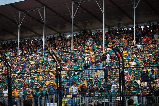 March 8, 2026, Melbourne, Victoria, Australia: MELBOURNE, AUSTRALIA - MARCH 08 2026: Oscar Piastri fans in a grandstand before the race at the 2026 Australian Grand Prix at Albert Park in Melbourne, Australia Melbourne Australia - ZUMAp121 20260308_zsp_p121_003 Copyright: xChrisxPutnamx