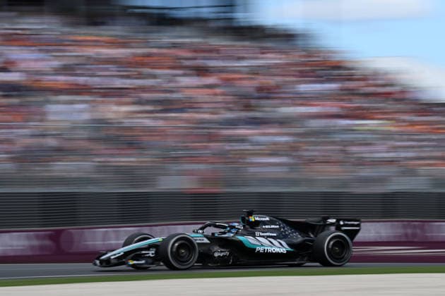 2026 AUSTRALIAN F1 GRAND PRIX, George Russell of Mercedes in action during the 2026 Australian Grand Prix at Albert Park Circuit in Melbourne, Sunday, March 8, 2026. ( NO ARCHIVING, EDITORIAL USE ONLY MELBOURNE VICTORIA AUSTRALIA  Copyright: xJAMESxROSSx 20260308114600587875