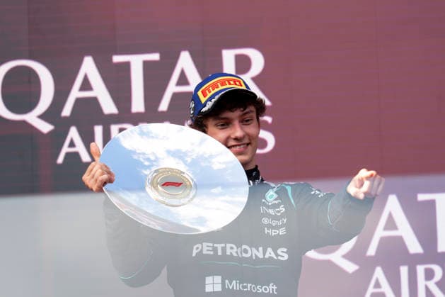 March 8, 2026, Melbourne, Australia: Italian driver ANDREA KIMI ANTONELLI (Mercedes-AMG F1 Team) is seen on the podium after finishing second in the F1 Grand Prix of Australia at Albert Park Circuit in Melbourne, Australia. Melbourne Australia - ZUMAg147 20260308_fap_g147_009 Copyright: xJamesxGasperottix