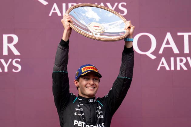 March 8, 2026, Melbourne, Australia: British driver GEORGE RUSSEL (Mercedes-AMG F1 Team) is seen on the podium after winning the F1 Grand Prix of Australia at Albert Park Circuit in Melbourne, Australia. Melbourne Australia - ZUMAg147 20260308_fap_g147_012 Copyright: xJamesxGasperottix