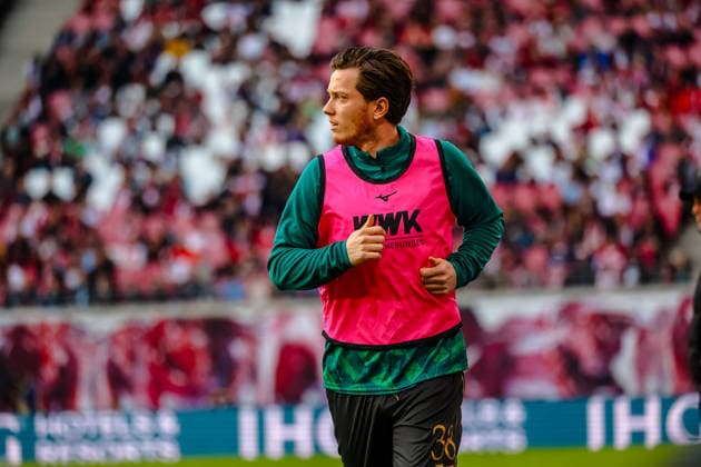 Michael Gregoritsch FC Augsburg, 38 at Warm Up , RB Leipzig vs FC Augsburg, Football, 1 Bundesliga, 25 Matchday, Season 2025 2026, 07 03 2026,¨ DFL REGULATIONS PROHIBIT ANY USE OF PHOTOGRAPHS AS IMAGE SEQUENCES AND OR QUASI VIDEO,¨ RB Leipzig vs FC Augsburg, Football, 1 Bundesliga, 25 Matchday, Season 2025 2026, 07 03 2026 Leipzig Copyright: xEibner-Pressefoto LauraxRoemerx EP_LRR