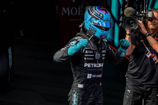 MELBOURNE, AUSTRALIA: George Russell, racing for the Mercedes team during the 2026 Formula 1 Australian Grand Prix at the Albert Park Circuit in Melbourne, Australia