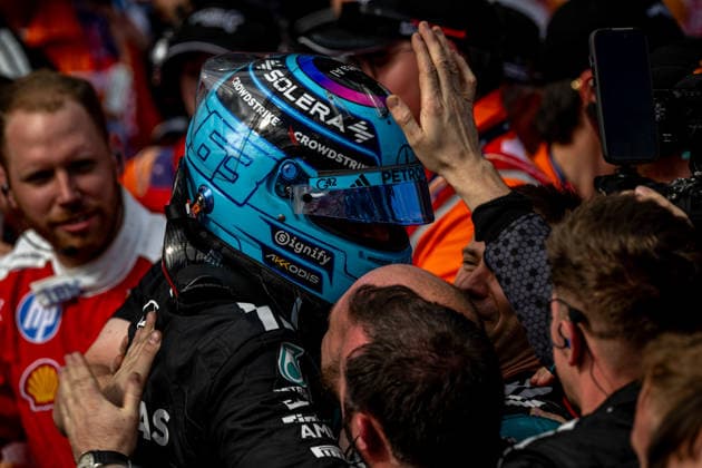 MELBOURNE, AUSTRALIA: George Russell, racing for the Mercedes team during the 2026 Formula 1 Australian Grand Prix at the Albert Park Circuit in Melbourne, Australia
