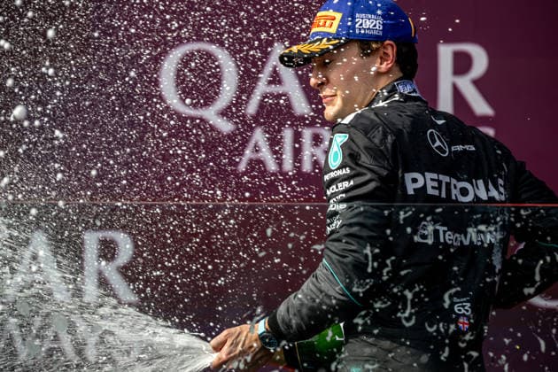 MELBOURNE, AUSTRALIA: George Russell, racing for the Mercedes team during the 2026 Formula 1 Australian Grand Prix at the Albert Park Circuit in Melbourne, Australia