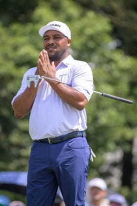March 8, 2026, Hong Kong, Hong Kong Sar, China: USAs Harold Varner III in action on the 6th green asking for divine help!.LIV Golf Hong Kong 2026 Final Round Hong Kong China - ZUMAr144 20260308_zap_r144_051 Copyright: xJaynexRussellx