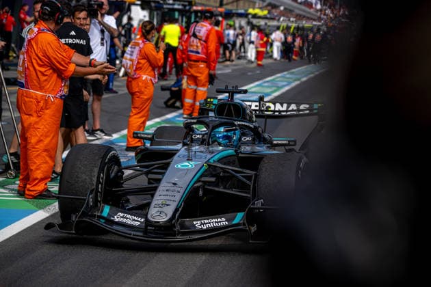 MELBOURNE, AUSTRALIA: George Russell, racing for the Mercedes team during the 2026 Formula 1 Australian Grand Prix at the Albert Park Circuit in Melbourne, Australia