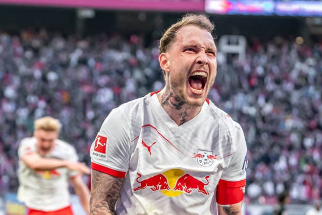 Leipzig, Germany 07 March 2026 1 Bundesliga 2025 2026 RB Leipzig vs FC Augsburg In the picture David Raum RB cheers after scoring the 2 DFL regulations prohibit any use of photographs as image sequences and or quasi video Copyright: xFotostandx xNachtigallx