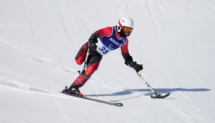 (260308) -- CORTINA D AMPEZZO, March 8, 2026 -- Yan Gong of China competes during the para alpine skiing men s downhill standing match at the Milan-Cortina 2026 Paralympic Winter games, Winterspiele,Spiele, Summer games in Cortina D ampezzo, Italy, March 7, 2026. ) (SP)ITALY-CORTINA D AMPEZZO-PARALYMPIC WINTER GAMES-PARA ALPINE SKIING-MEN S DOWNHILL-STANDING WangxKaiyan 
