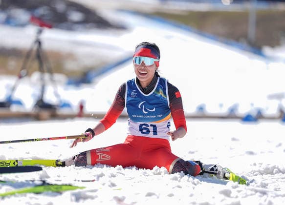 (260308) -- TESERO, March 8, 2026 -- Guo Yujie of China reacts after the para biathlon women s sprint standing at the Milan-Cortina 2026 Paralympic Winter games, Winterspiele,Spiele, Summer games in Tesero, Italy, March 7, 2026. ) (SP)ITALY-TESERO-PARALYMPIC WINTER GAMES-PARA BIATHLON-WOMEN S SPRINT STANDING HouxZhaokang 