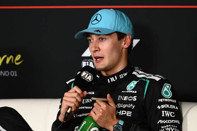 2026 AUSTRALIAN F1 GRAND PRIX, George Russell of Mercedes during the drivers press conference, PK, Pressekonferenz following the 2026 Australian Grand Prix at Albert Park Circuit in Melbourne, Sunday, March 8, 2026. ( NO ARCHIVING, EDITORIAL USE ONLY MELBOURNE VICTORIA AUSTRALIA  Copyright: xJOELxCARRETTx 20260308183471944598