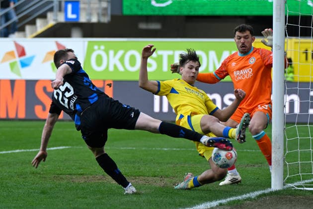 Paderborn, Home Deluxe Arena, 07 03 26, GER, Herren, 2 Bundesliga, Saison 2025 2026, SC Paderborn 07 Eintracht Braunschweig Bild Torchance Tjark SCHELLER Paderborn DFL regulations prohibit any use of photographs as image sequences and or quasi video NRW Germany