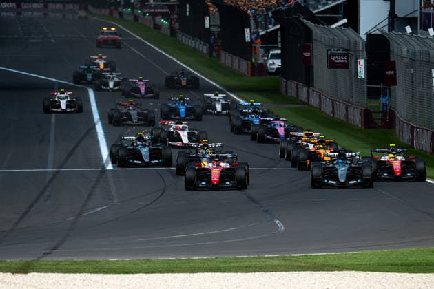 Charles Leclerc Scuderia Ferrari HP, Monaco, 16 , in SF 26, George Russell Mercedes AMG Petronas F1 Team, Great Britain, 63 in F1 W17, Lewis Hamilton Scuderia Ferrari HP, Great Britain, 44 , Lando Norris McLaren Mastercard Formula 1 Team, Great Britain, 01 in MCL40, Andrea Kimi Antonelli Mercedes AMG Petronas F1 Team, Italy, 12 , Arvid Lindblad Visa Cash App Racing Bulls F1 Team, Great Britain, 41 in VCARB 03, Esteban Ocon Toyota Gazoo Racing Haas F1 Team, France, 31 in VF 26, Pierre Gasly BWT Alpine F1 Team, France, 10 in Alpine A526 at the start of the race, AUS, Formula 1 World Championship, Australian Grand Prix, Albert Park Circuit, Melbourne, race, 2026 season, 08 03 2026 AUS, Formula 1 World Championship, Australian Grand Prix, Albert Park Circuit, Melbourne, race, 2026 season, 08 03 2026 Melbourne Copyright: xEibner-Pressefoto Memmlerx EP_MMR