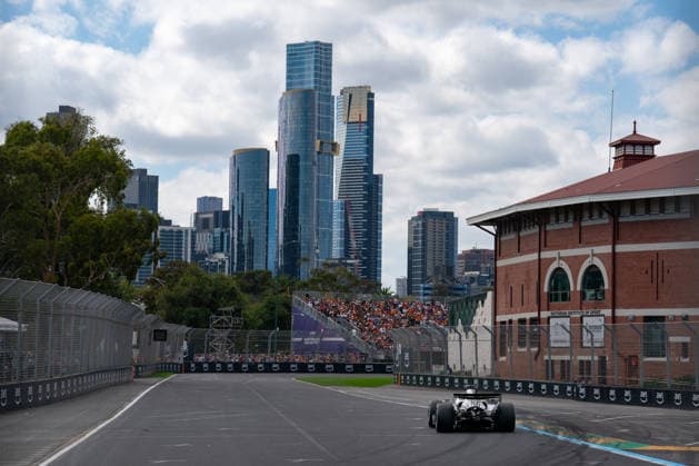 March 8, 2026, Melbourne, Victoria, Australia: (11) SERGIO PEREZ - (MEX) - Cadillac Formula 1 Team - on the exit of turn 4 with the Melbourne skyline in the background during the race on Sunday at the Formula 1 Qatar Airways Australian Grand Prix 2026. Melbourne Australia - ZUMAf186 20260308_zsp_f186_057 Copyright: xJamesxForresterx