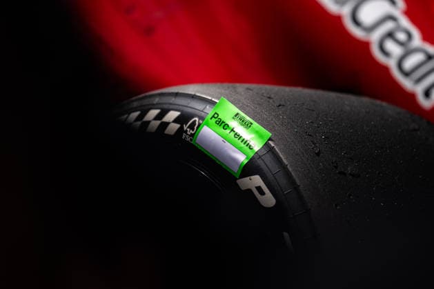 March 8, 2026, Melbourne, Victoria, Australia: Parc firm stickers are placed on the tyres of the (16) Ferrari SF-26 driven by CHARLES LECLERC after the race on Sunday at the Formula 1 Qatar Airways Australian Grand Prix 2026. Melbourne Australia - ZUMAf186 20260308_zsp_f186_072 Copyright: xJamesxForresterx