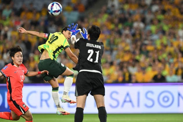 SOCCER ASIAN CUP AUSTRALIA SOUTH KOREA, Samantha Kerr of Australia looks for an opportunity during the AFC Women™s Asian Cup Group A match between Australia and South Korea at Accor Stadium in Sydney, Sunday, March 8, 2026. ( NO ARCHIVING, EDITORIAL USE ONLY SYDNEY NEW SOUTH WALES AUSTRALIA  Copyright: xDEANxLEWINSx 20260308123226181520