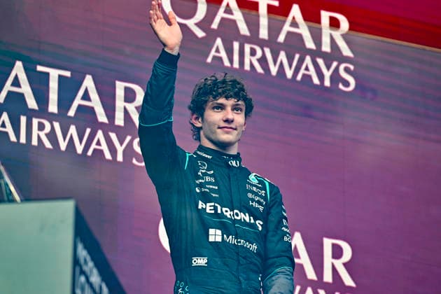Qatar Airways Formula 1 Australian Grand Prix on the 8th March 2026 at the Albert Park Circuit, Melbourne, Australia. Andea Kimi Antonelli (Italy) of Mercedes AMG Petronas F1 Team during presentations at the end of the race The Qatar Airways Formula 1 Australian Grand Prix on the 8th March 2026 at the Albert Park Circuit, Melbourne, Australia. (Photo by Mark Avellino Sportpix Sipa USA) Melbourne Albert Park Victoria Australia Copyright: xMARKxAVELLINOx