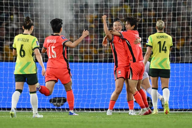 SOCCER ASIAN CUP AUSTRALIA SOUTH KOREA, South Korea celebrate Mun Eunju™s goal during the AFC Women™s Asian Cup Group A match between Australia and South Korea at Accor Stadium in Sydney, Sunday, March 8, 2026. ( NO ARCHIVING, EDITORIAL USE ONLY SYDNEY NEW SOUTH WALES AUSTRALIA  Copyright: xDEANxLEWINSx 20260308168233377037