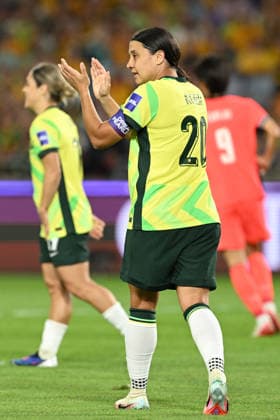SOCCER ASIAN CUP AUSTRALIA SOUTH KOREA, Samantha Kerr of Australia reacts during the AFC Women™s Asian Cup Group A match between Australia and South Korea at Accor Stadium in Sydney, Sunday, March 8, 2026. ( NO ARCHIVING, EDITORIAL USE ONLY SYDNEY NEW SOUTH WALES AUSTRALIA  Copyright: xDEANxLEWINSx 20260308127602509825
