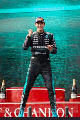 FORMULA ONE AUSTRALIAN GRAND PRIX 2026 George Russell 63 (GBR) Mercedes on the podium during the Formula 1 Qatar Airways Australian Grand Prix 2026, 1st round of the 2026 Formula One World Championship, WM, Weltmeisterschaft from March 6 to 8, 2026 at the Albert Park Circuit, Melbourne, Australia. Credit: Robbie Hoad Every Second Media Editorial use only. All images are copyright Every Second Media Limited. No images may be reproduced without prior permission. Copyright: xIMAGO EveryxSecondxMediax ESM-1841-0485 RobbiexHoadx xEveryxSecondxMediax
